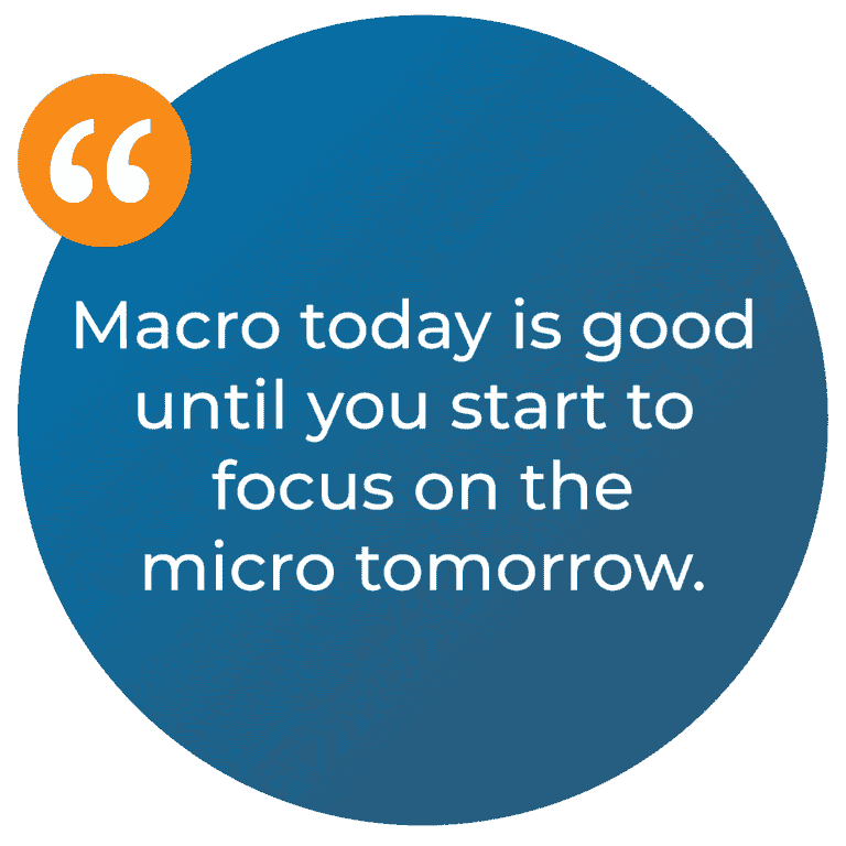 Circle image with a quote saying Marco today is good until you start to focus on the micro tomorrow. Circle image with a quote saying Marco today is good until you start to focus on the micro tomorrow.