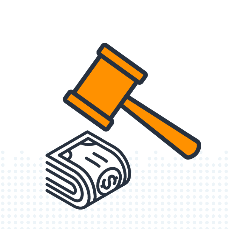 Image of a gavel and wad of money Image of a gavel and wad of money