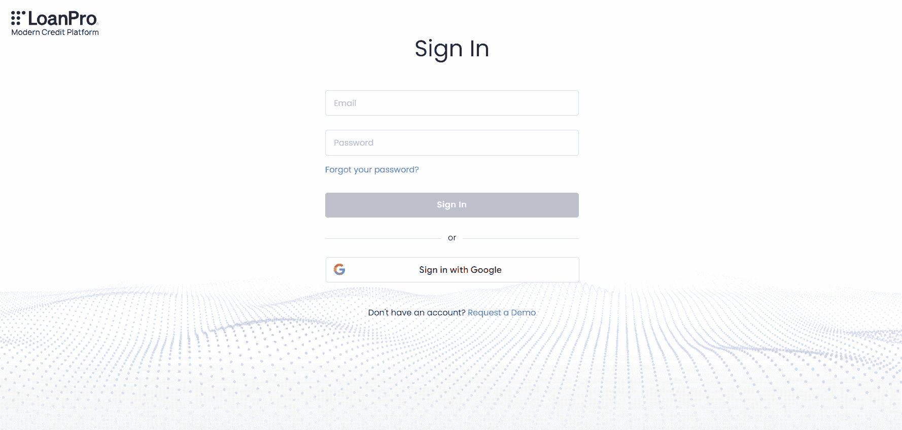 Screenshot of the new LoanPro LMS login screen Screenshot of the new LoanPro LMS login screen
